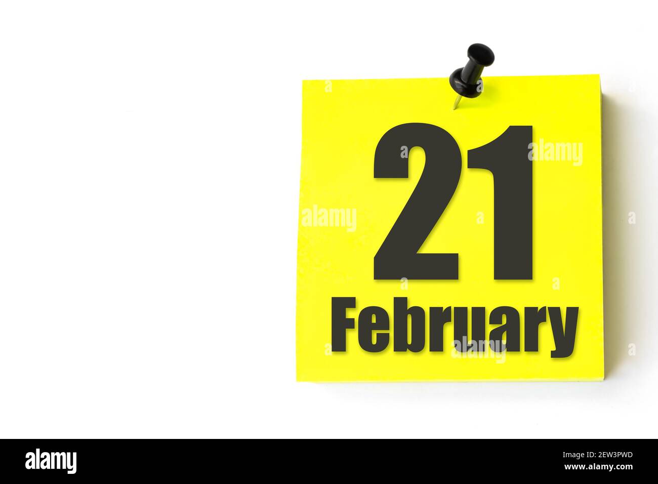 February 21 Checkiday February 21st . Day 21 of month, Calendar date. Yellow sheet of the ...