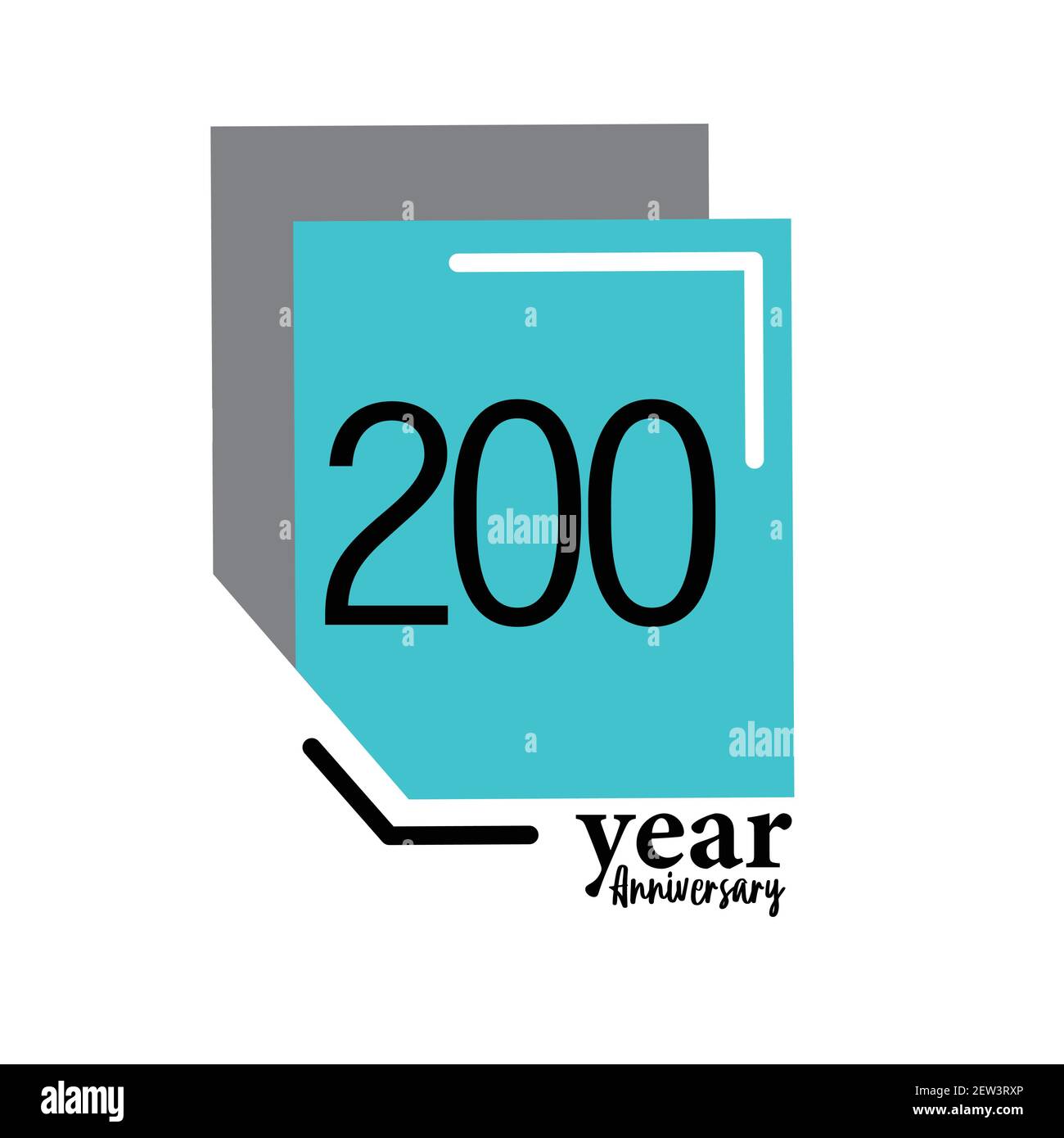 200 Year Anniversary Vector Template Design Illustration Blue Box Elegant White Background Stock Vector