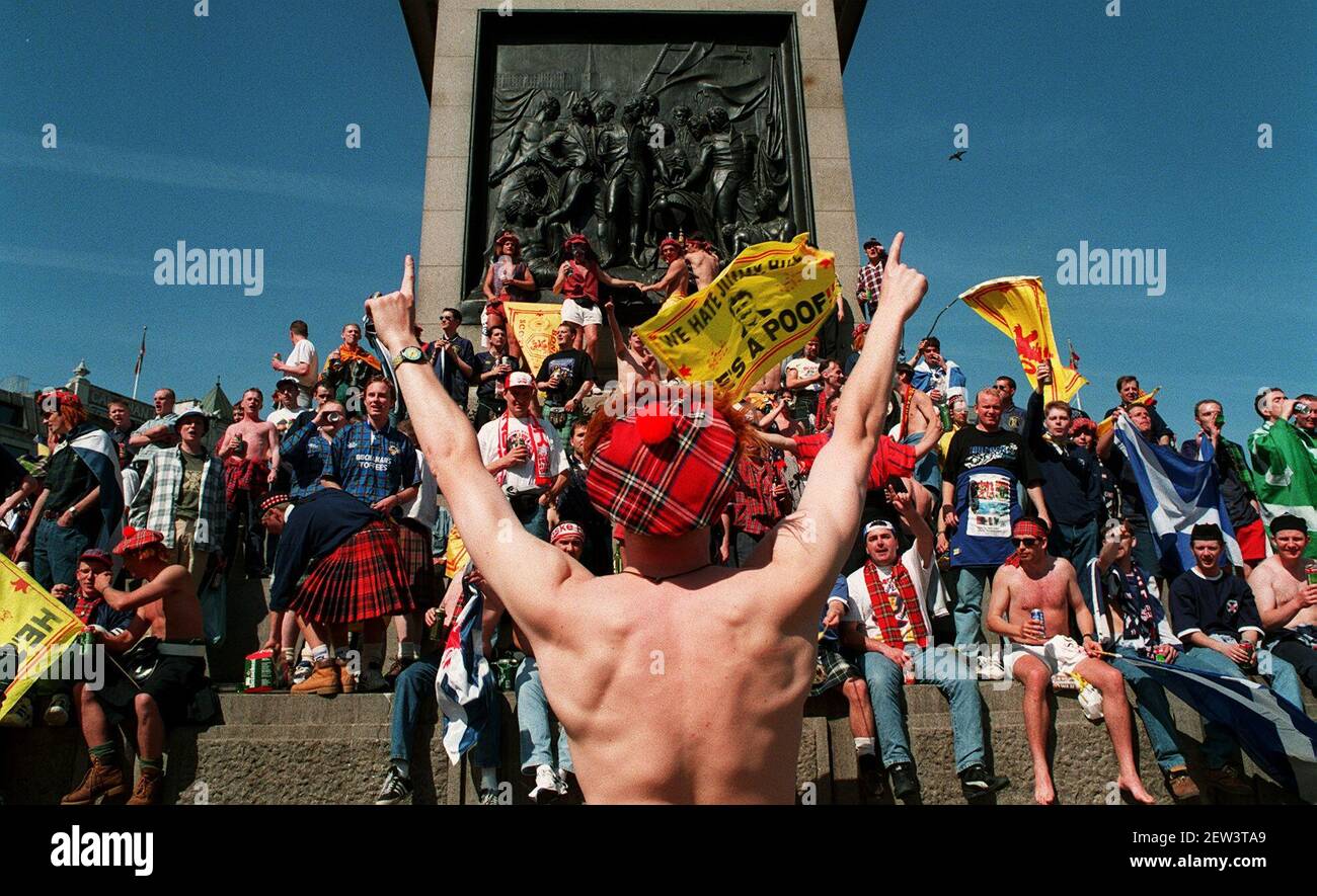 Scottish Fans sing their hearts out in support of their football team