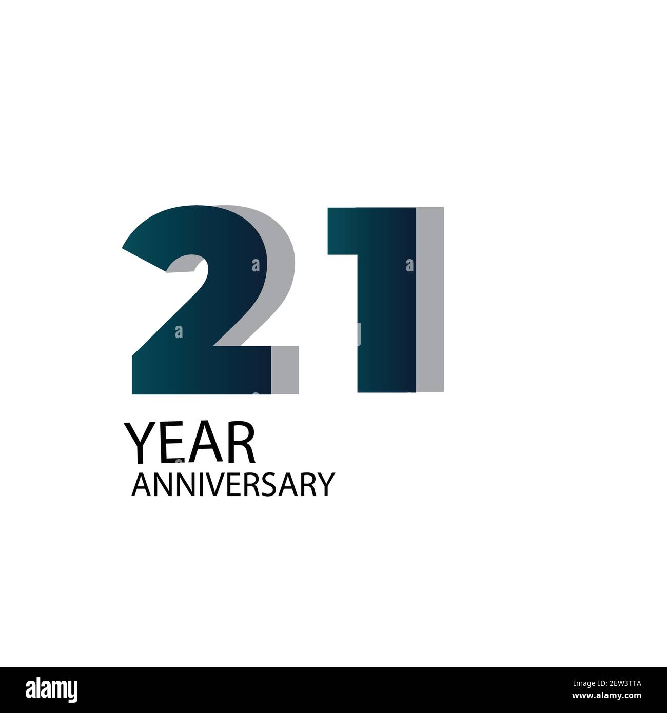 21 Year Anniversary Vector Template Design Illustration Blue Elegant White Background Stock Vector