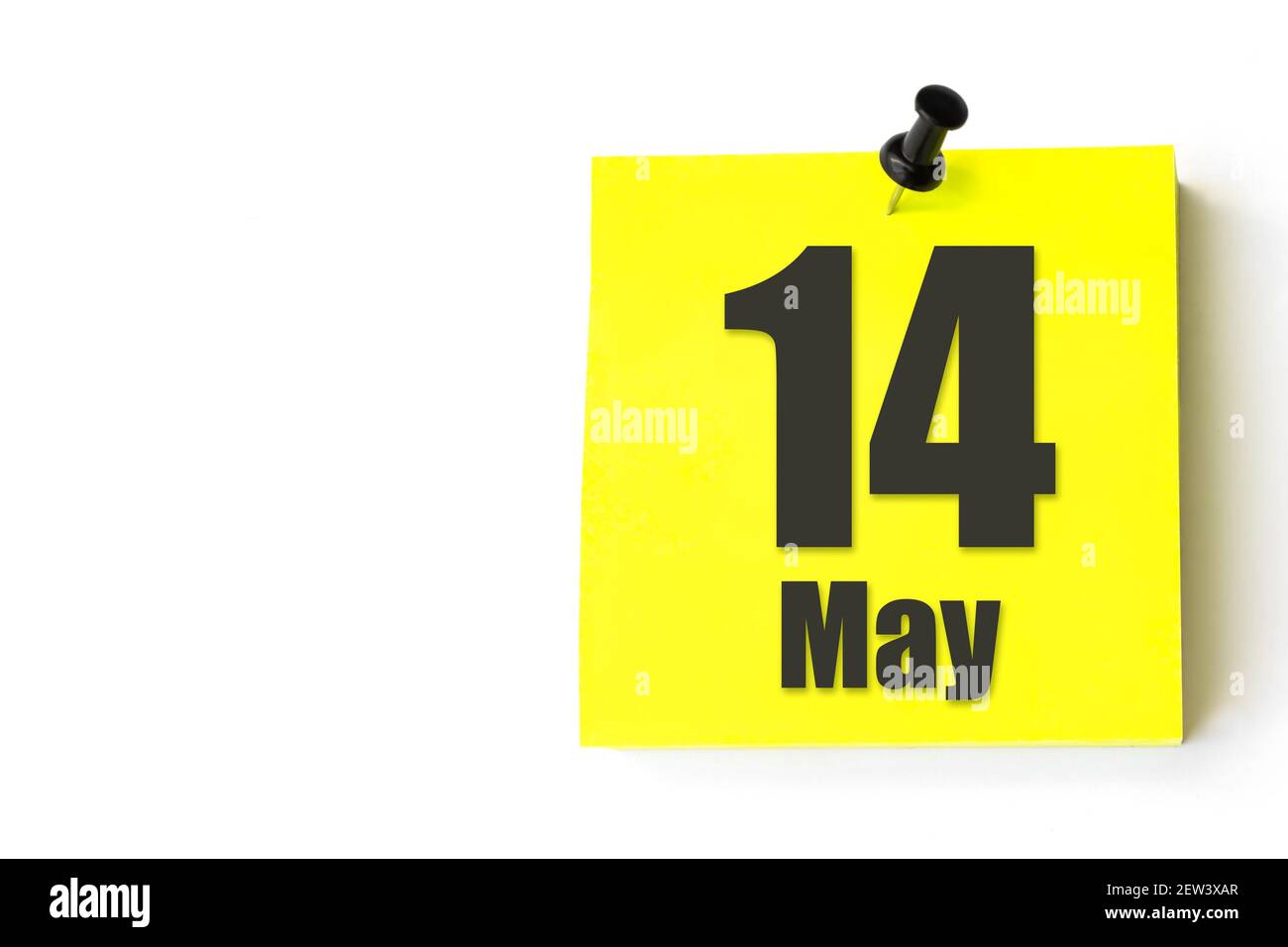 May 14th. Day 14 of month, Calendar date. Yellow sheet of the calendar