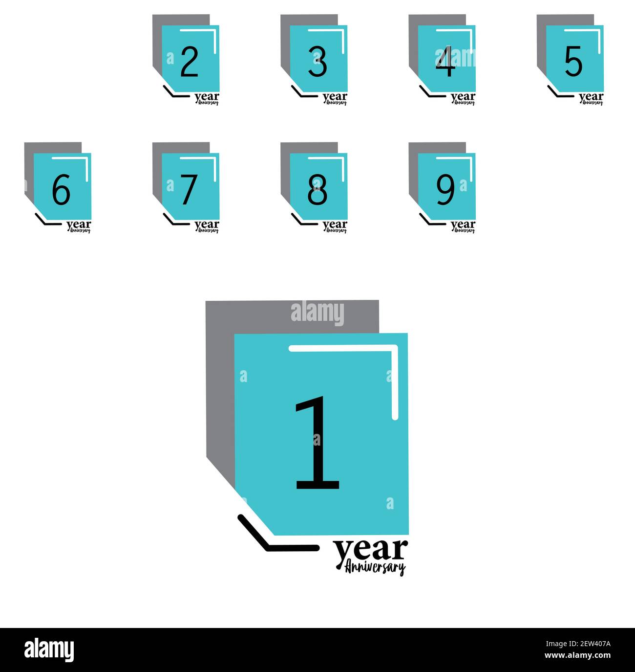 Set Year Anniversary Vector Template Design Illustration Blue Box Elegant White Background Stock Vector