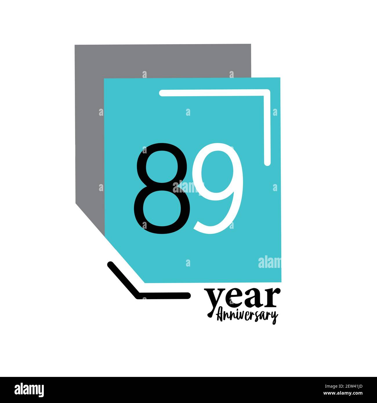 89 Year Anniversary Vector Template Design Illustration Blue Box Elegant White Background Stock Vector