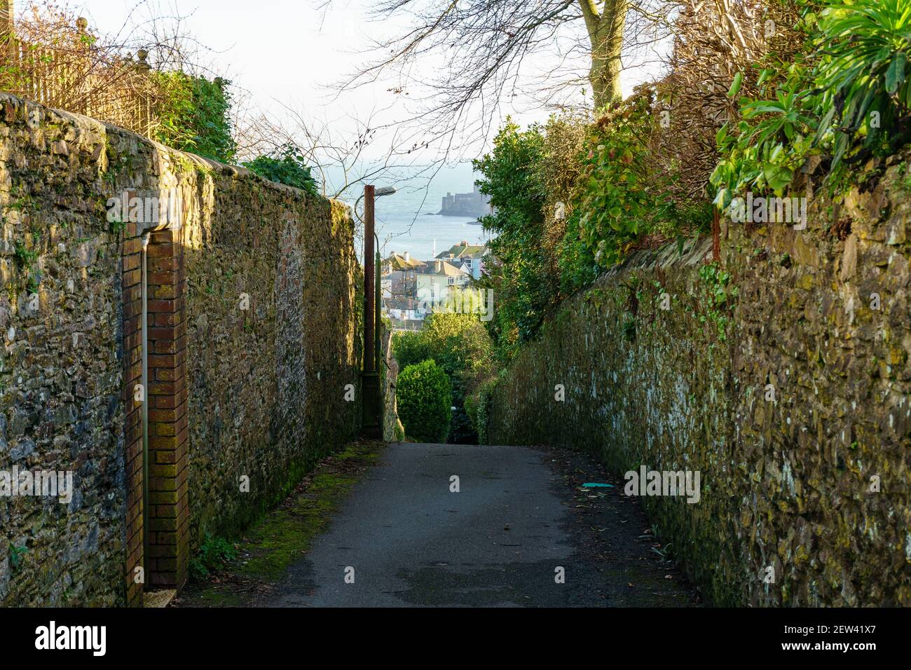 Old Lane leading to Dartmouth harbour Stock Photo