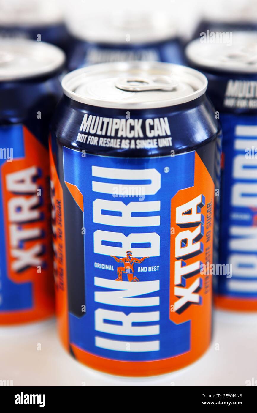 Irn Bru xtra with no added sugar Stock Photo