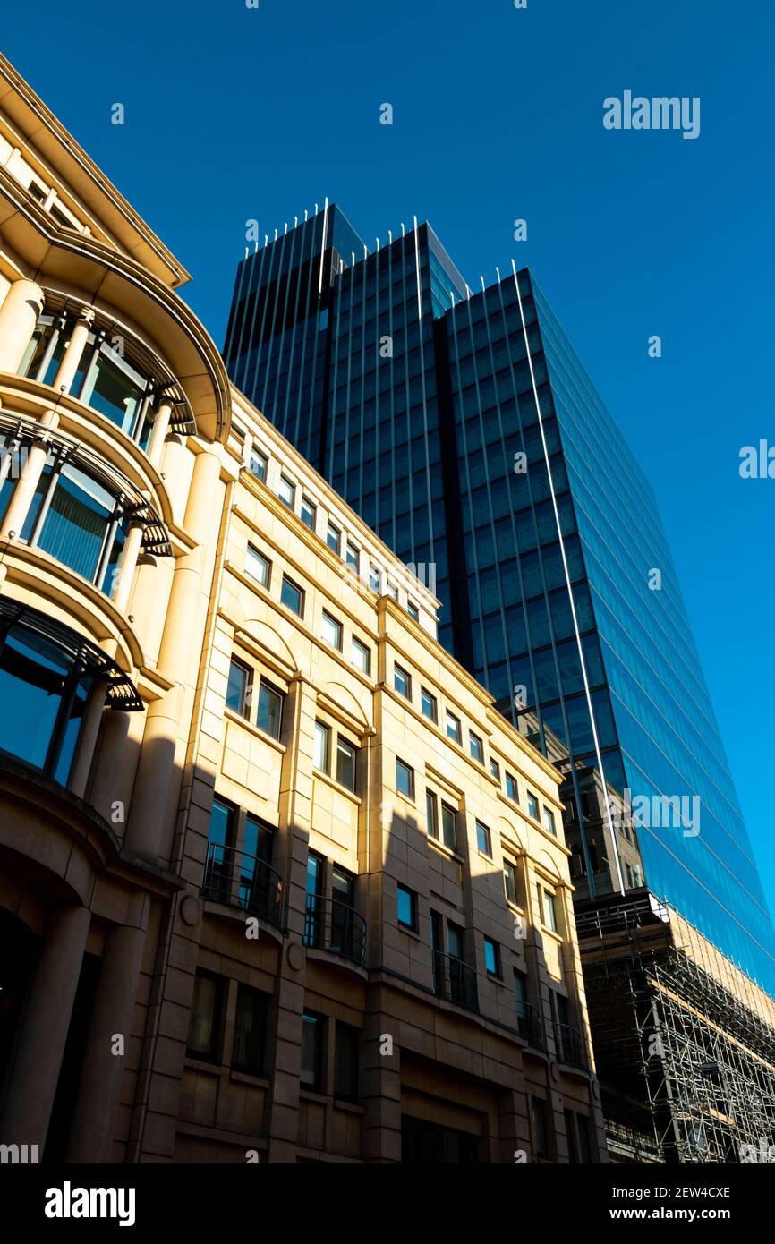 New office block building under construction, Colmore Row, Birmingham city centre, UK. 2021