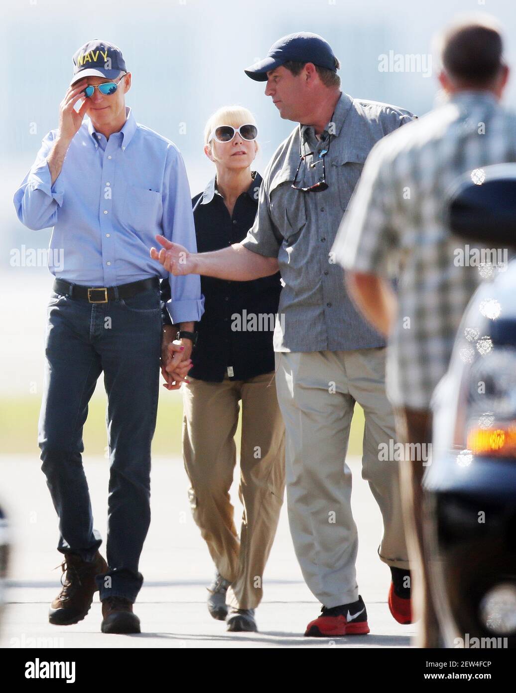 Sep 14, 2017; Fort Myers, FL, USA; Florida governor Rick Scott and his wife Ann arrive Thursday at Southwest International Airport in Fort Myers to greet President Donald Trump. The President will be visiting areas that were ravaged by Hurricane Irma. Mandatory Credit: Kinfay Moroti/News-Press via USA TODAY NETWORK Stock Photo