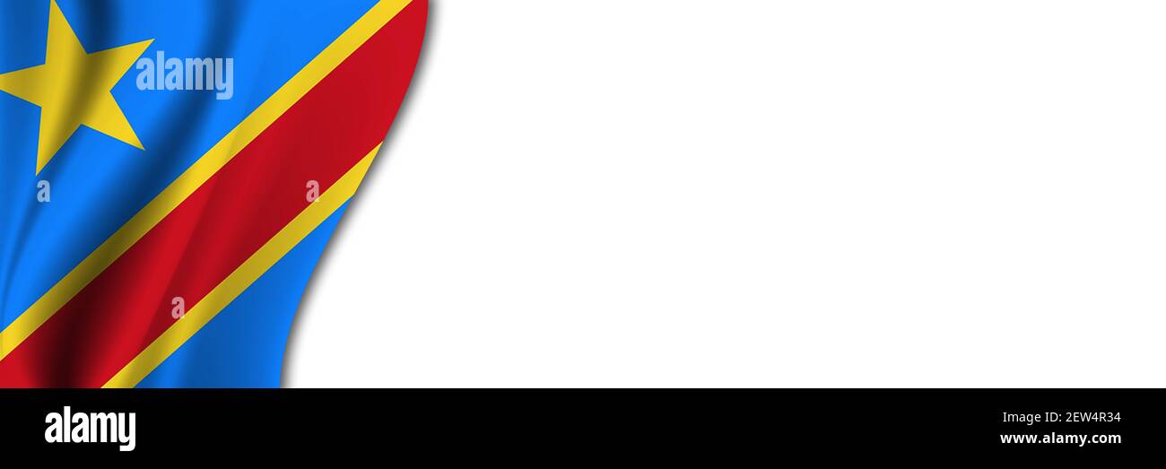 Democratic Republic of the Congo flag on white background. White ...