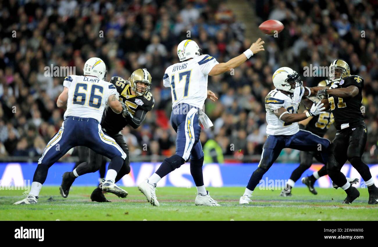 NFL.  NEW ORLEANS SAINTS V SAN DIEGO CHARGES AT WEMBLY. 26/10/2008. PHILIP RIVERS. PICTURE DAVID ASHDOWN Stock Photo