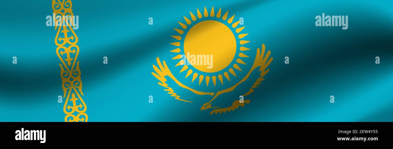 Banner with the flag of Kazakhstan Fabric texture of the flag of Kazakhstan  Stock Photo - Alamy