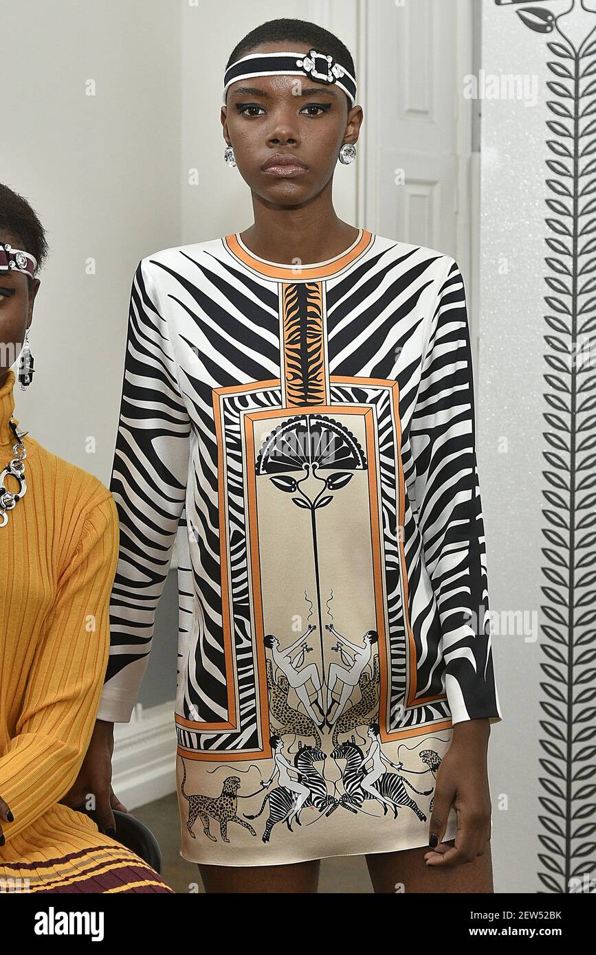 Model poses during the Holly Fulton Fashion Presentation during London ...