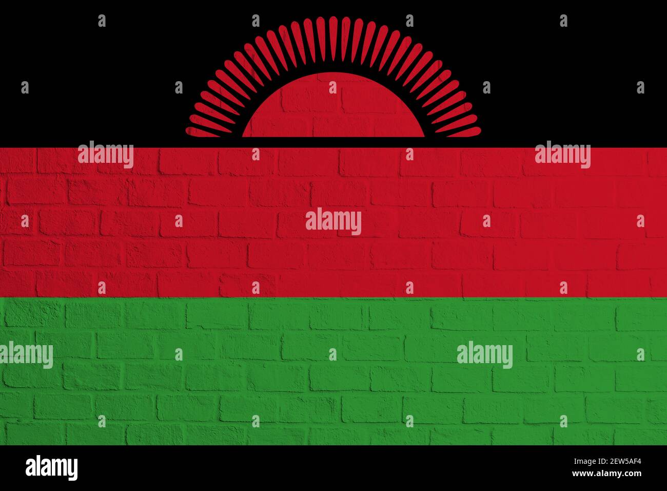 Flag of Malawi. Brick wall texture of the flag of Malawi Stock Photo ...