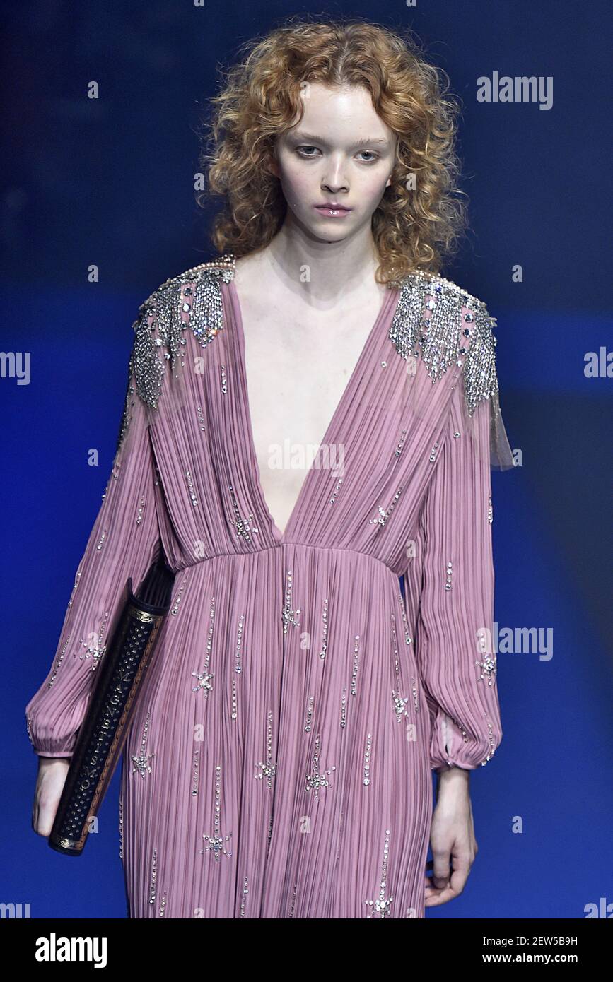 Model Lily Nova walks on the runway during the Gucci Fashion Show during  Milan Fashion Week Spring Summer 2018 held in Milan, Italy on September 20,  2017. (Photo by Jonas Gustavsson/Sipa USA