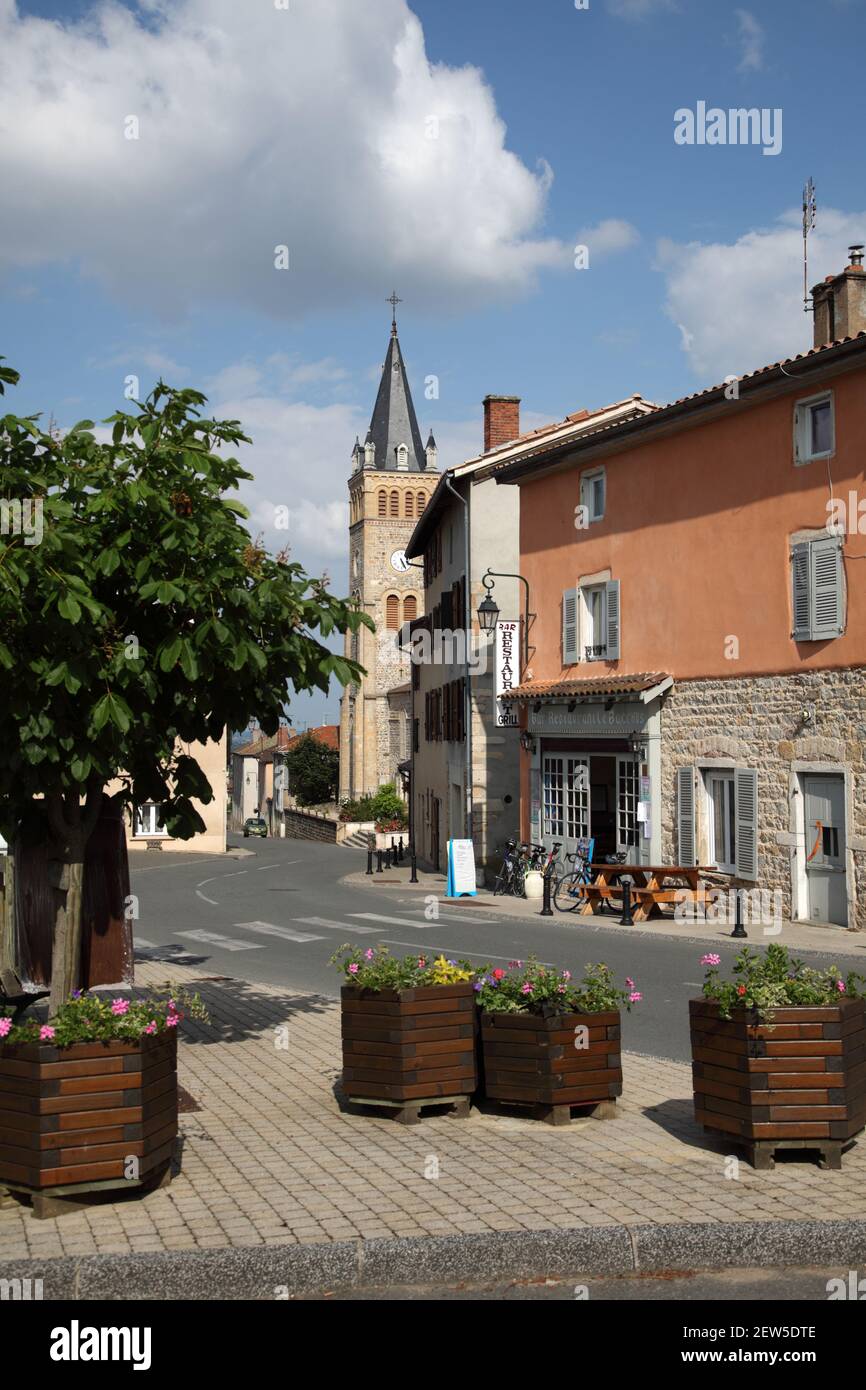 The centre of the wine village of Lancie in the Beaujolais region. Rhône, Rhône-Alpes, France Stock Photo