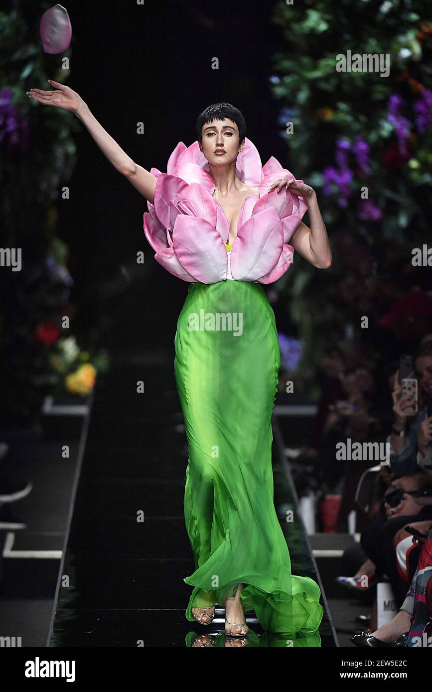 Model Anna Cleveland walks on the runway during the Moschino Fashion Show  during Milan Fashion Week Spring Summer 2018 held in Milan, Italy on  September 21, 2017. (Photo by Jonas Gustavsson/Sipa USA