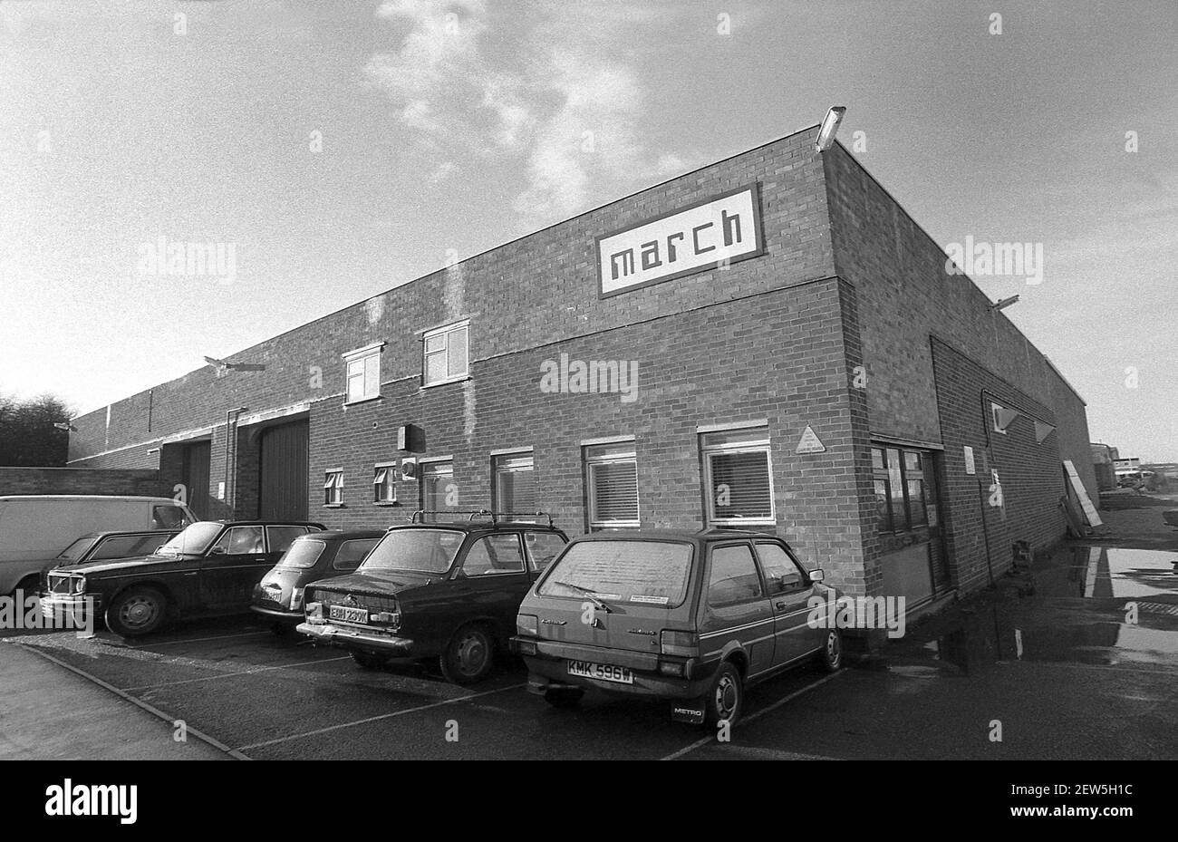 March Engineering racing car constructor in Bicester UK 1984 Stock Photo