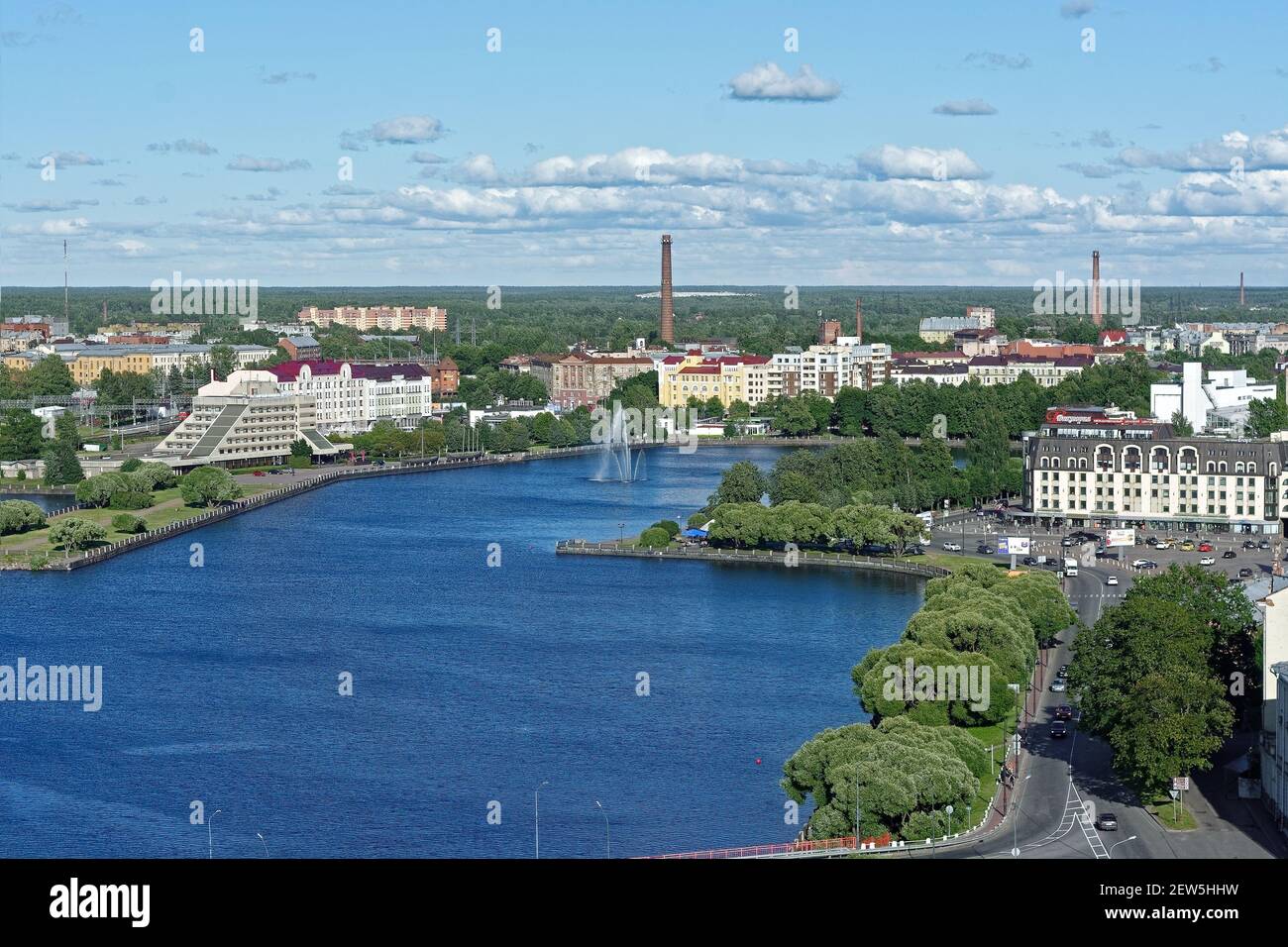 Vyborg, Russia, August 26: View of the city of Vyborg and the northern kavan from the height of the Vyborg castle on August 26, 2020. Stock Photo