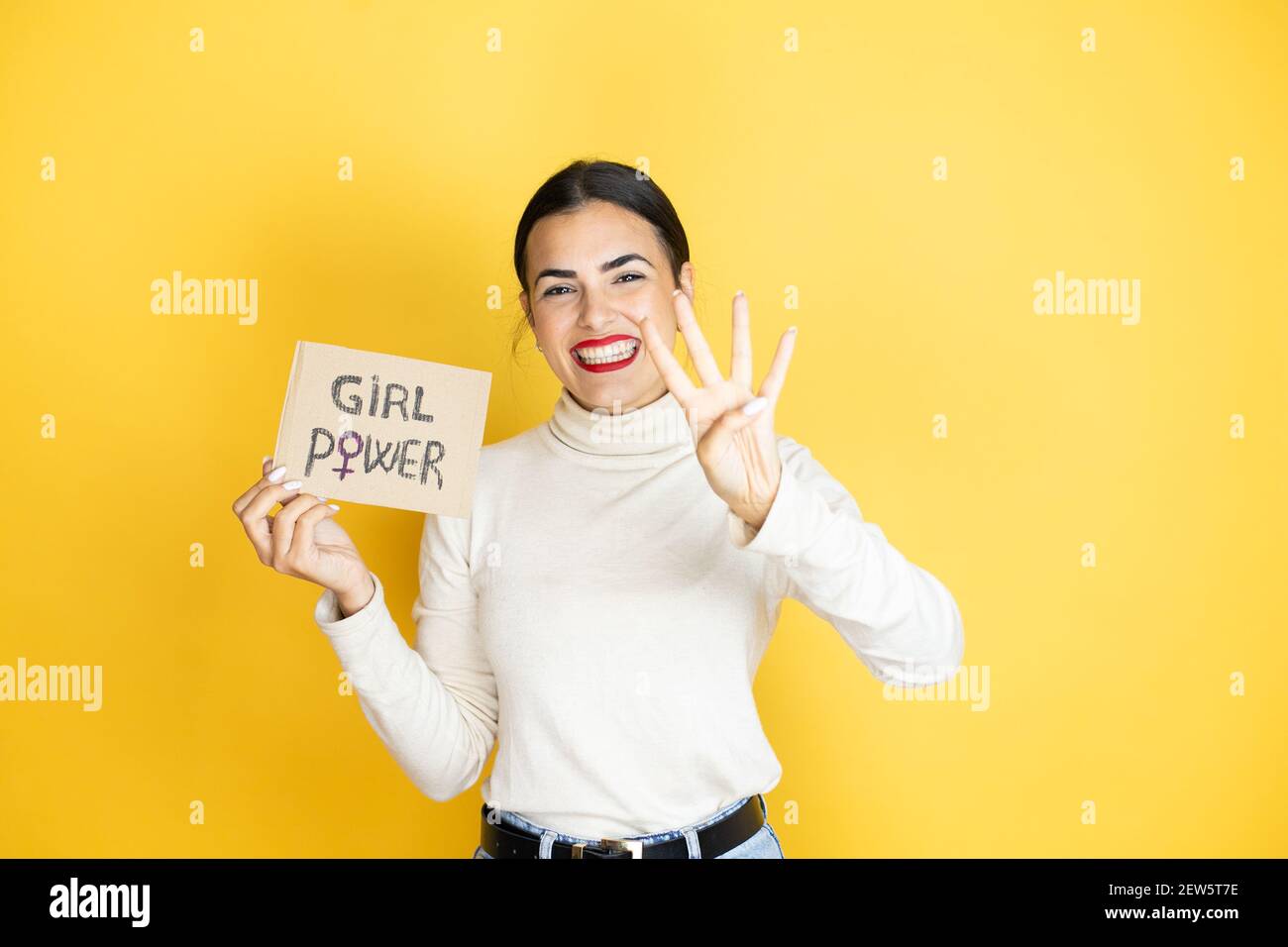 Holding Up Four Fingers High Resolution Stock Photography and Images ...