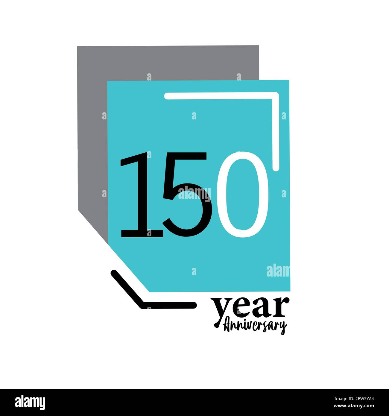 150 Year Anniversary Vector Template Design Illustration Blue Box Elegant White Background Stock Vector