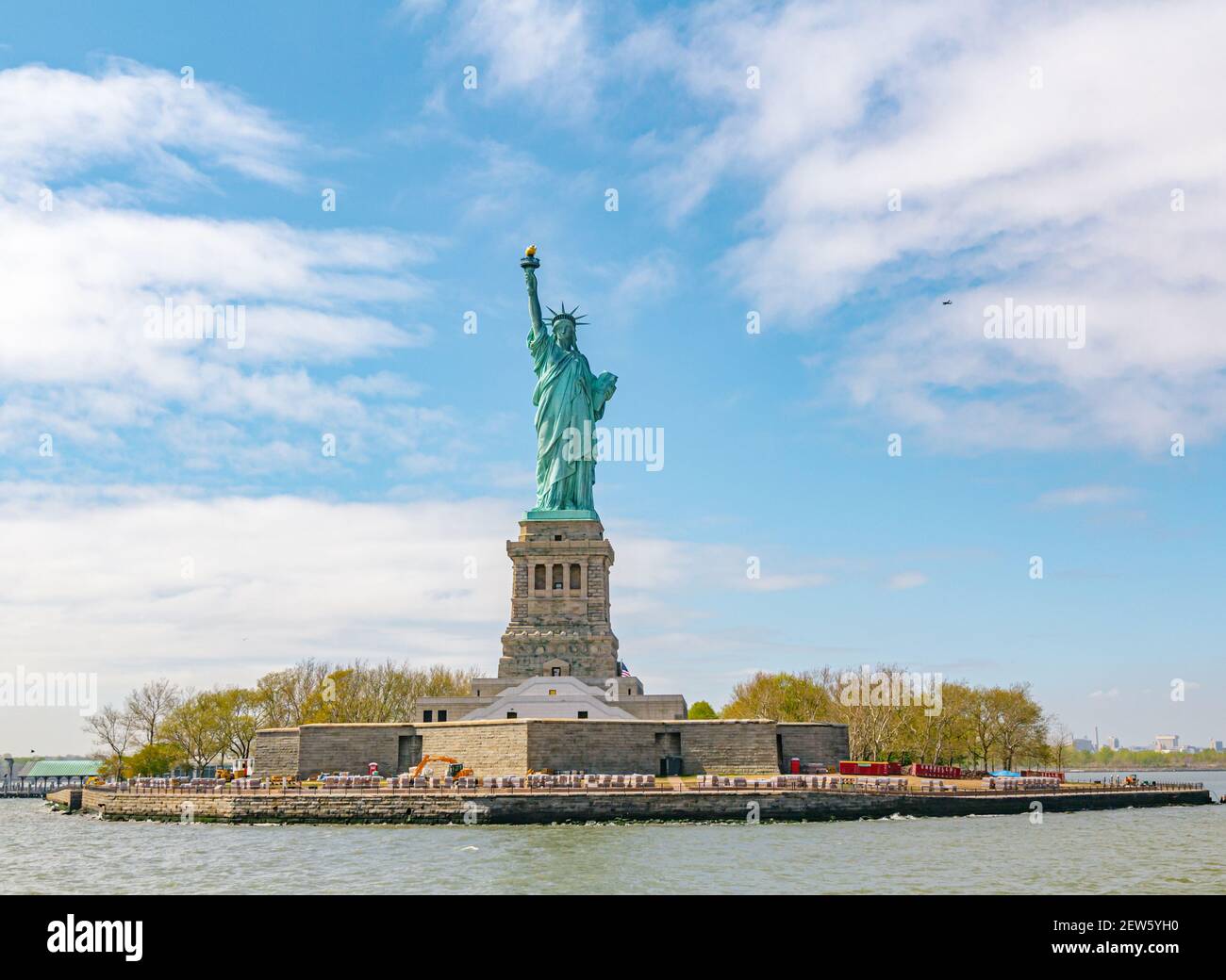 Statue of Liberty wide angle image taken from the ferry, maintenance