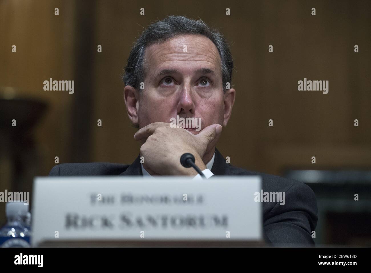 UNITED STATES - SEPTEMBER 25: Former Sen. Rick Santorum, R-Pa., testifies during a Senate Finance Committee hearing on the proposal by Sens. Bill Cassidy, R-La., Sen. Lindsey Graham, R-S.C., to repeal and replace the Affordable Care Act on September 25, 2017. (Photo By Tom Williams/CQ Roll Call) Stock Photo