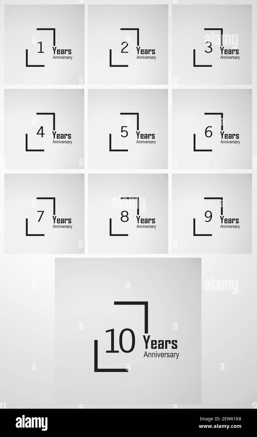 Set Year Anniversary Vector Template Design Illustration box Stock Vector