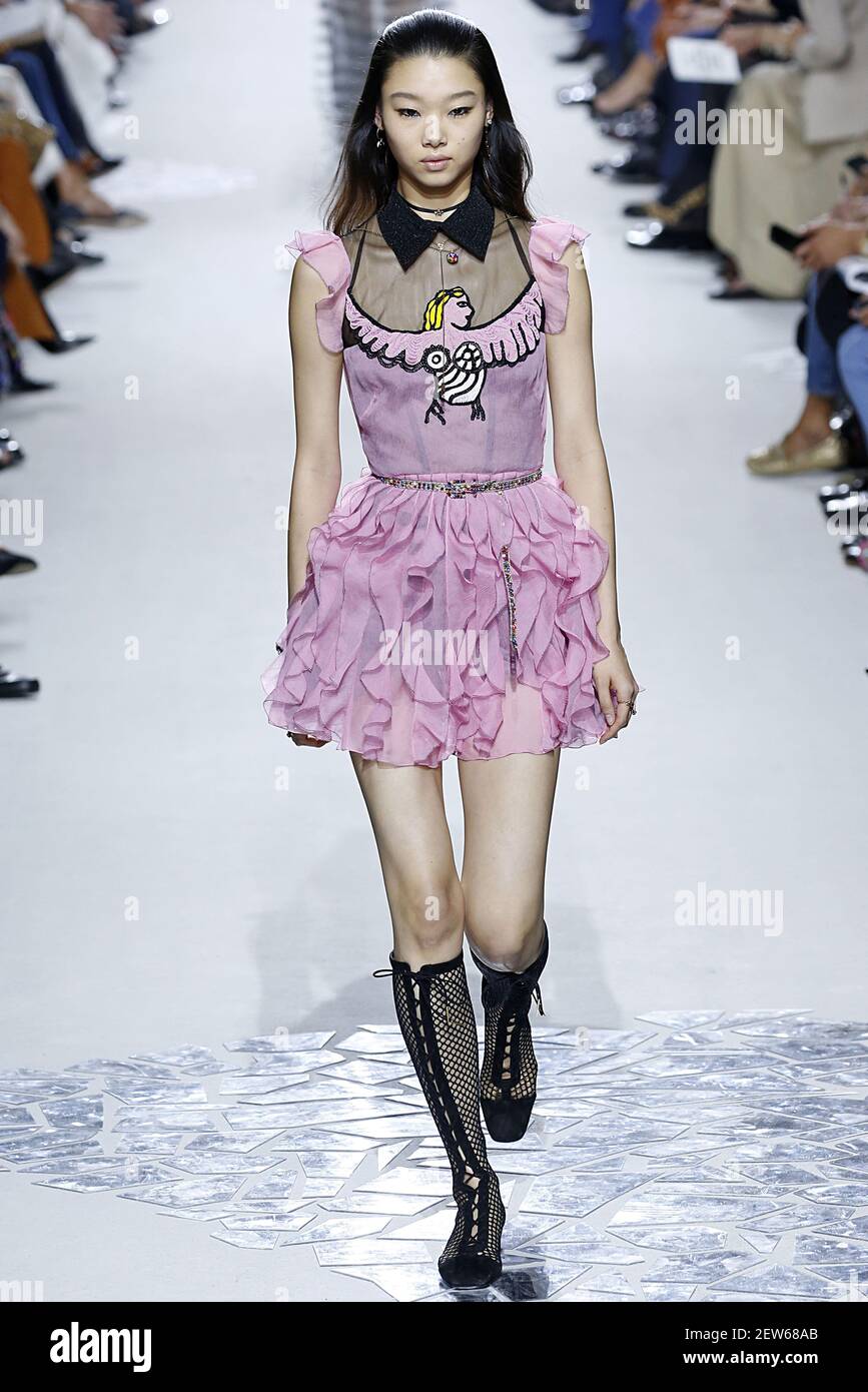 Model Yoon Young Bae walks on the runway during the Dior Fashion Show  during Paris Fashion