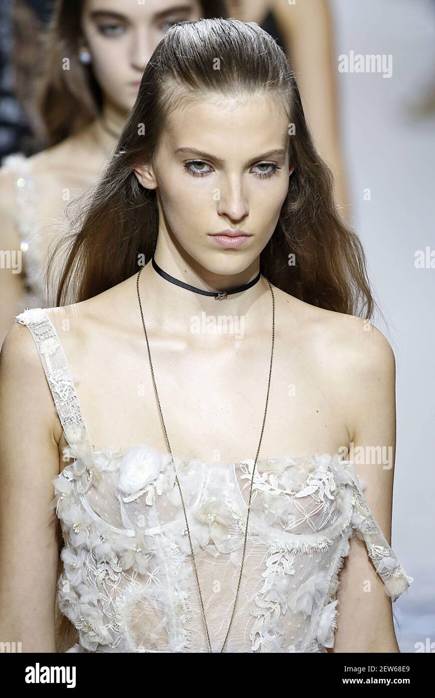 Model Silke Van Daal walks on the runway during the Dior Fashion Show  during Paris Fashion