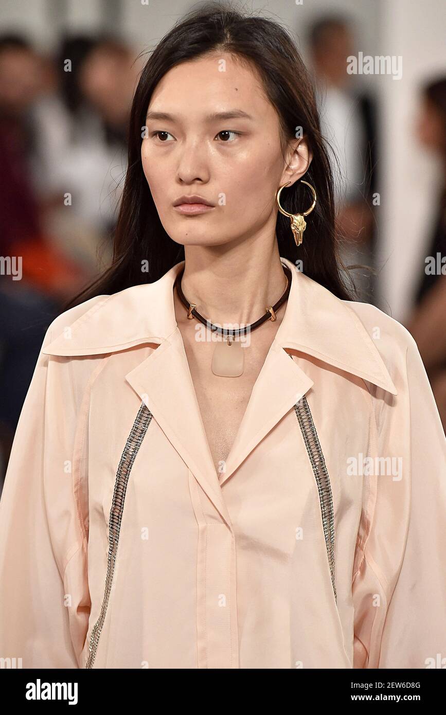 Model Liu Chunjie walks on the runway during the Chloe Fashion Show ...