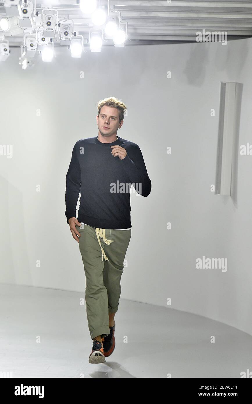 Designer Jonathan Anderson on the runway during the Loewe Fashion