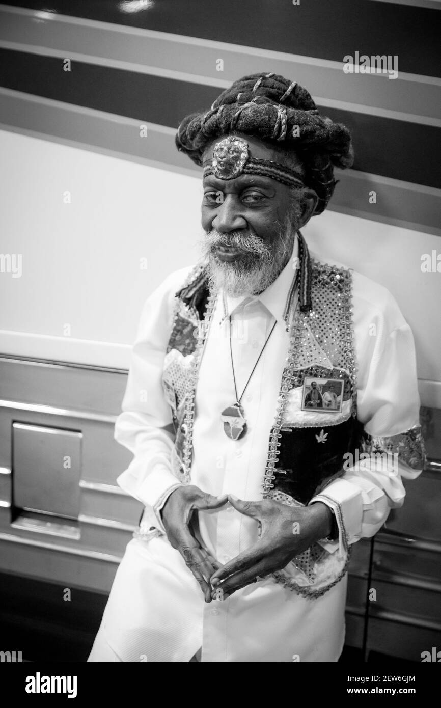 Las Vegas, NV, USA. 9th Apr, 2016. ***HOUSE COVERAGE*** Portrait of Neville O'Riley Livingston AKA Bunny Wailer after he performed at Brooklyn Bowl Las Vegas at The Linq in in Las vegas, NV on April 9, 2016. Credit: Erik Kabik Photography/Media Punch/Alamy Live News Stock Photo