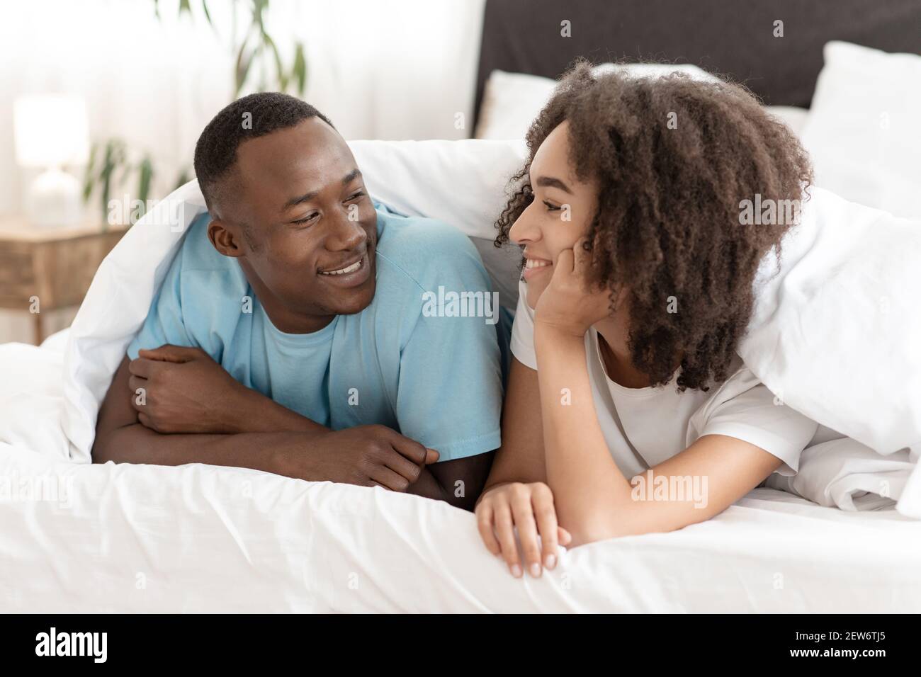 Enjoy communication with each other on weekends and relax at home during covid-19 quarantine Stock Photo