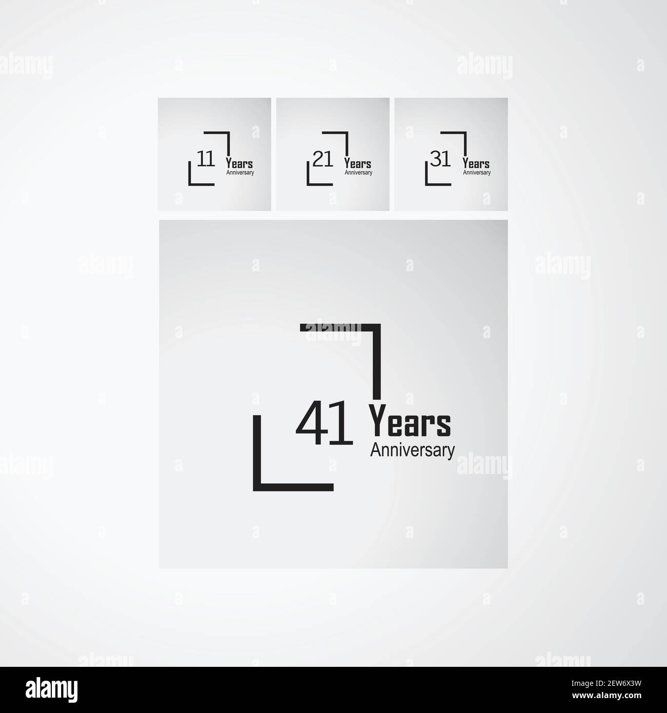 Set 41 Year Anniversary Vector Template Design Illustration box Stock Vector