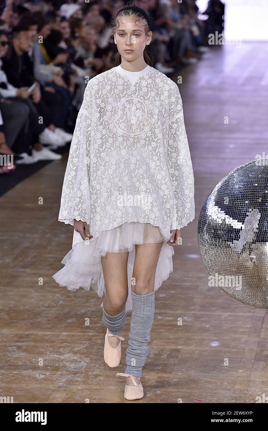 Model walks on the runway during the Moncler Gamme Rouge Fashion Show  during Paris Fashion Week Spring Summer 2018 held in Paris, France on  October 3, 2017. (Photo by Jonas Gustavsson/Sipa USA