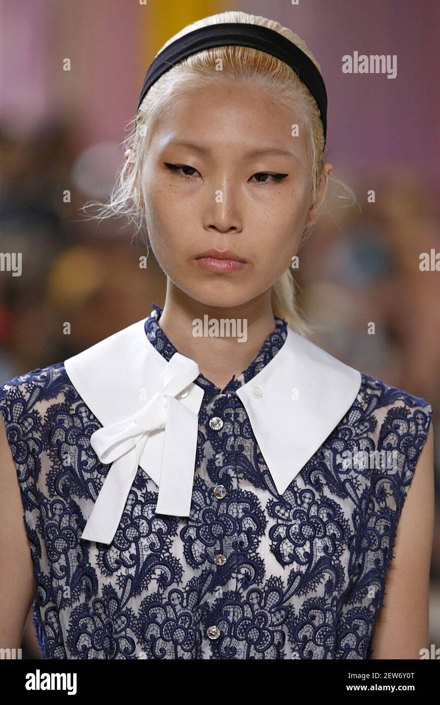Model Sulin Lee walks on the runway during the Miu Miu Fashion Show ...