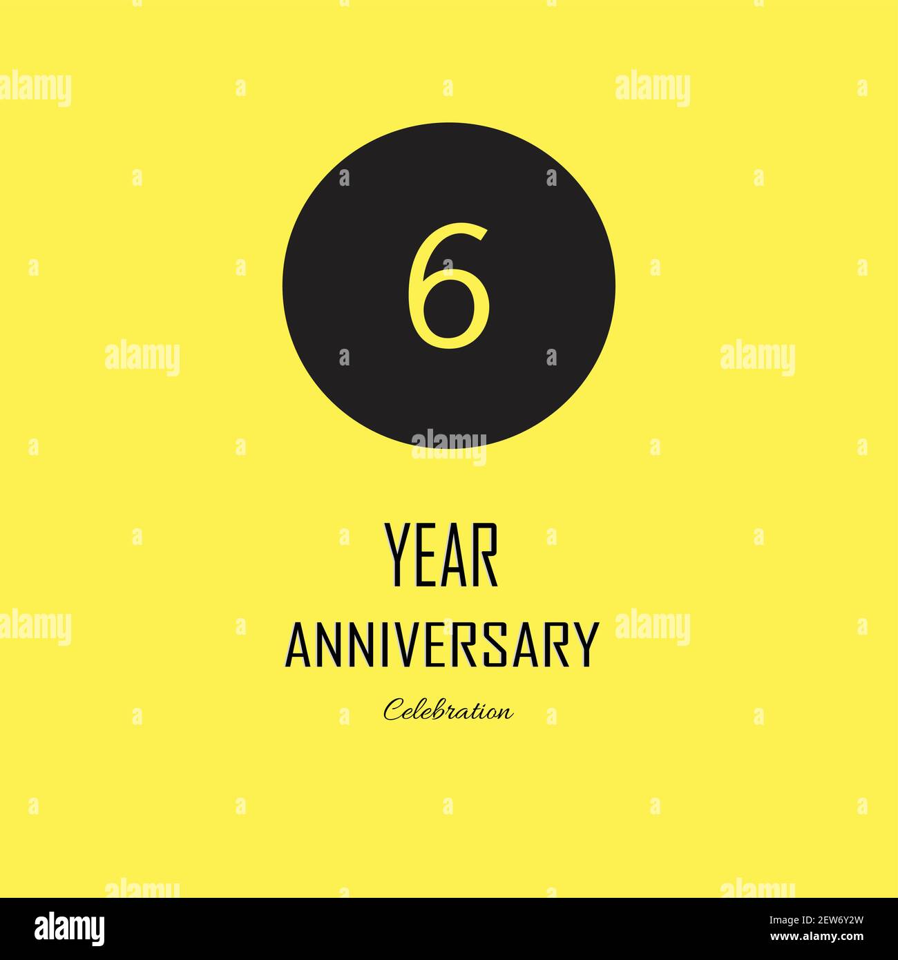 6 Anniversary celebration on yellow background. Vector festive ...