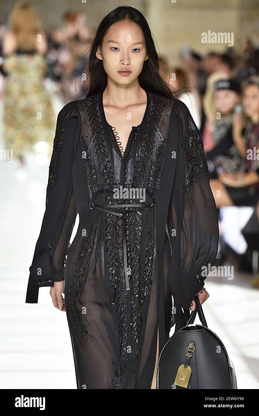 Model walks on the runway during the Louis Vuitton Fashion Show during  Paris Fashion Week Spring Summer 2019 held in Paris, France on October 2,  2018. (Photo by Jonas Gustavsson/Sipa USA Stock