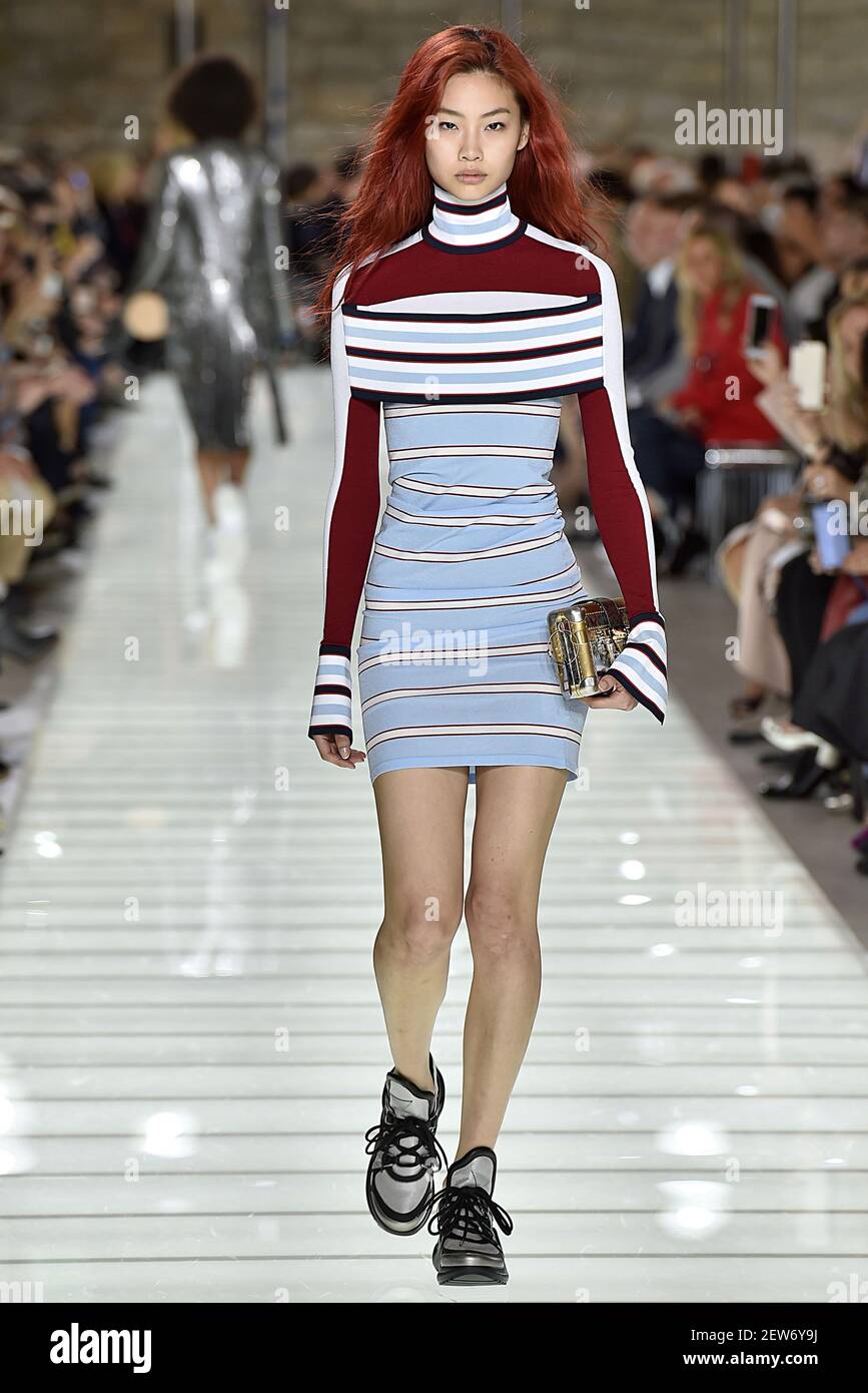 Model Hoyeon Jung walks on the runway during the Louis Vuitton