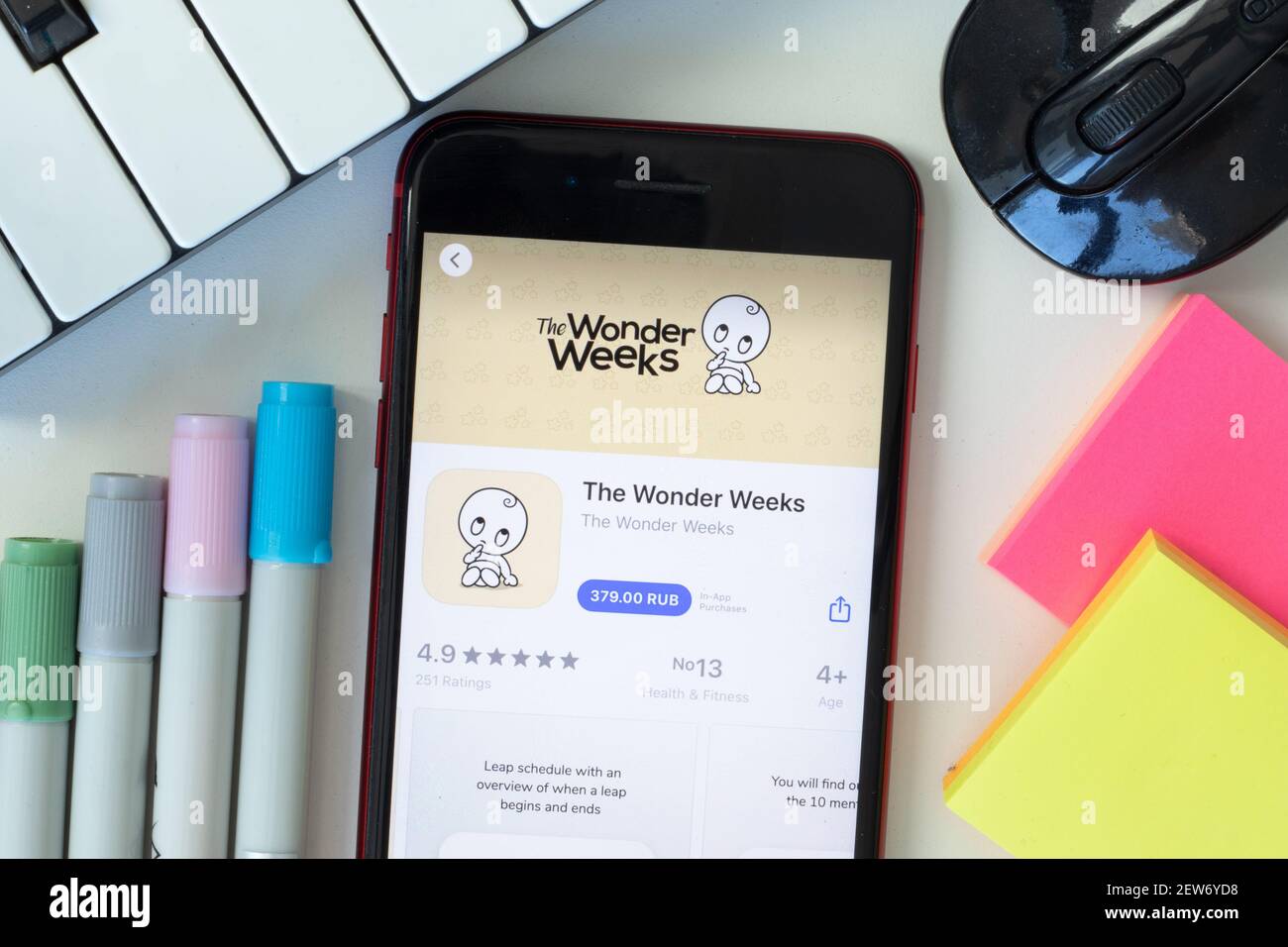 New York, USA 2 March 2021 The Wonder Weeks mobile app icon on phone