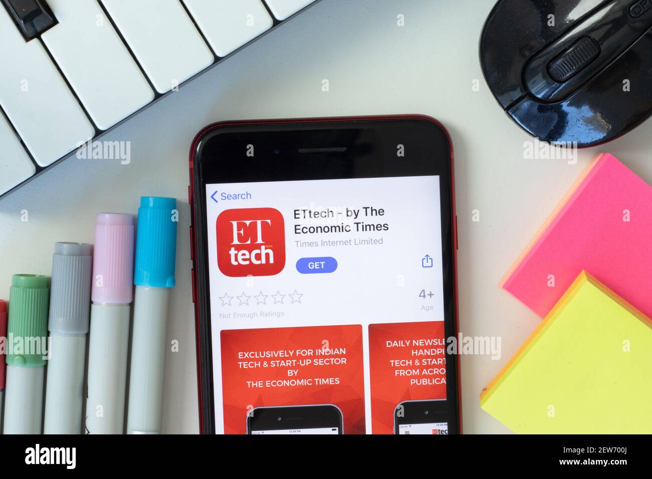 New York, USA - 2 March 2021: ETtech - The Economic Times mobile app icon on phone screen, Illustrative Editorial Stock Photo