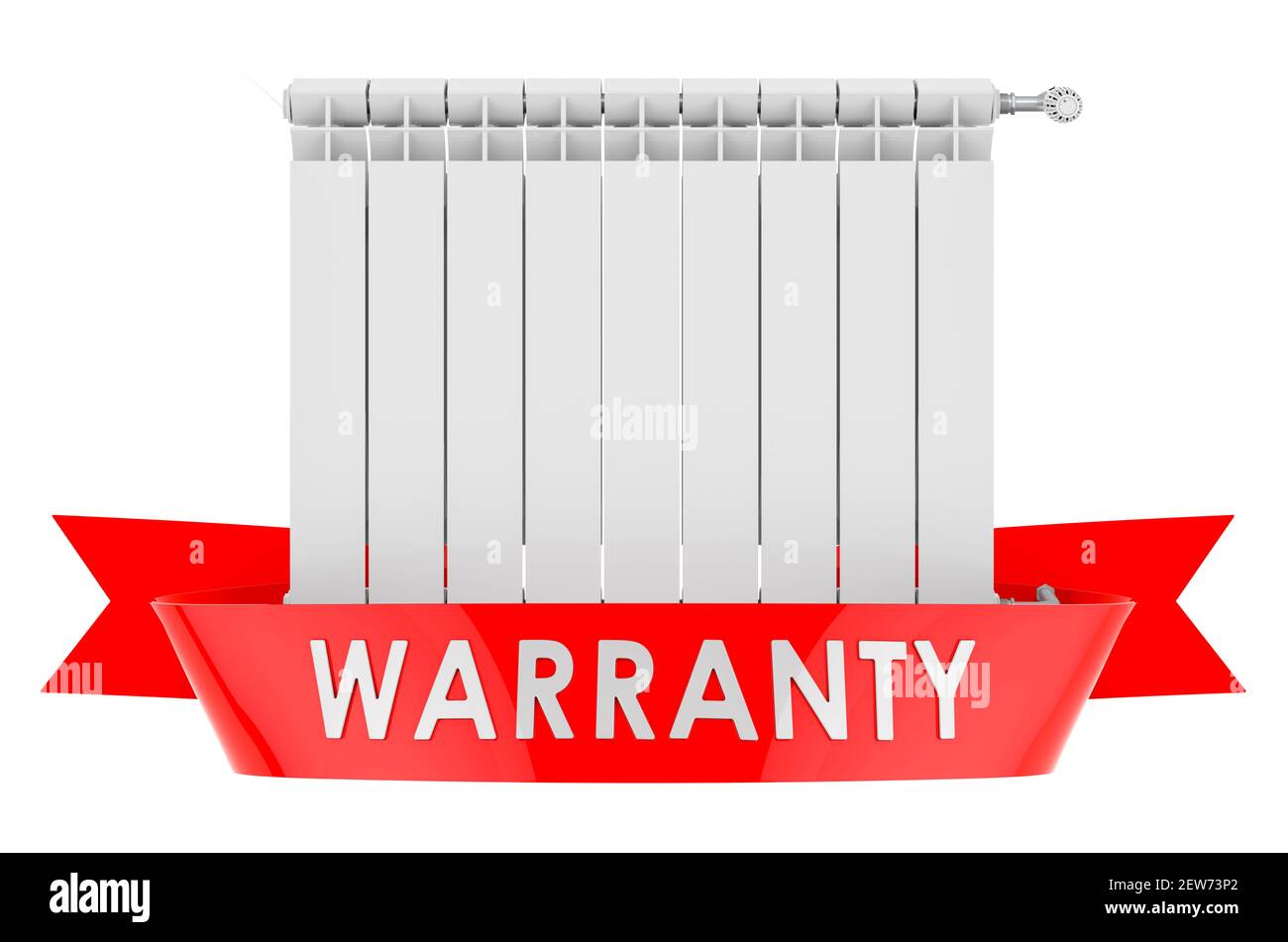 Heating radiator warranty concept. 3D rendering isolated on white