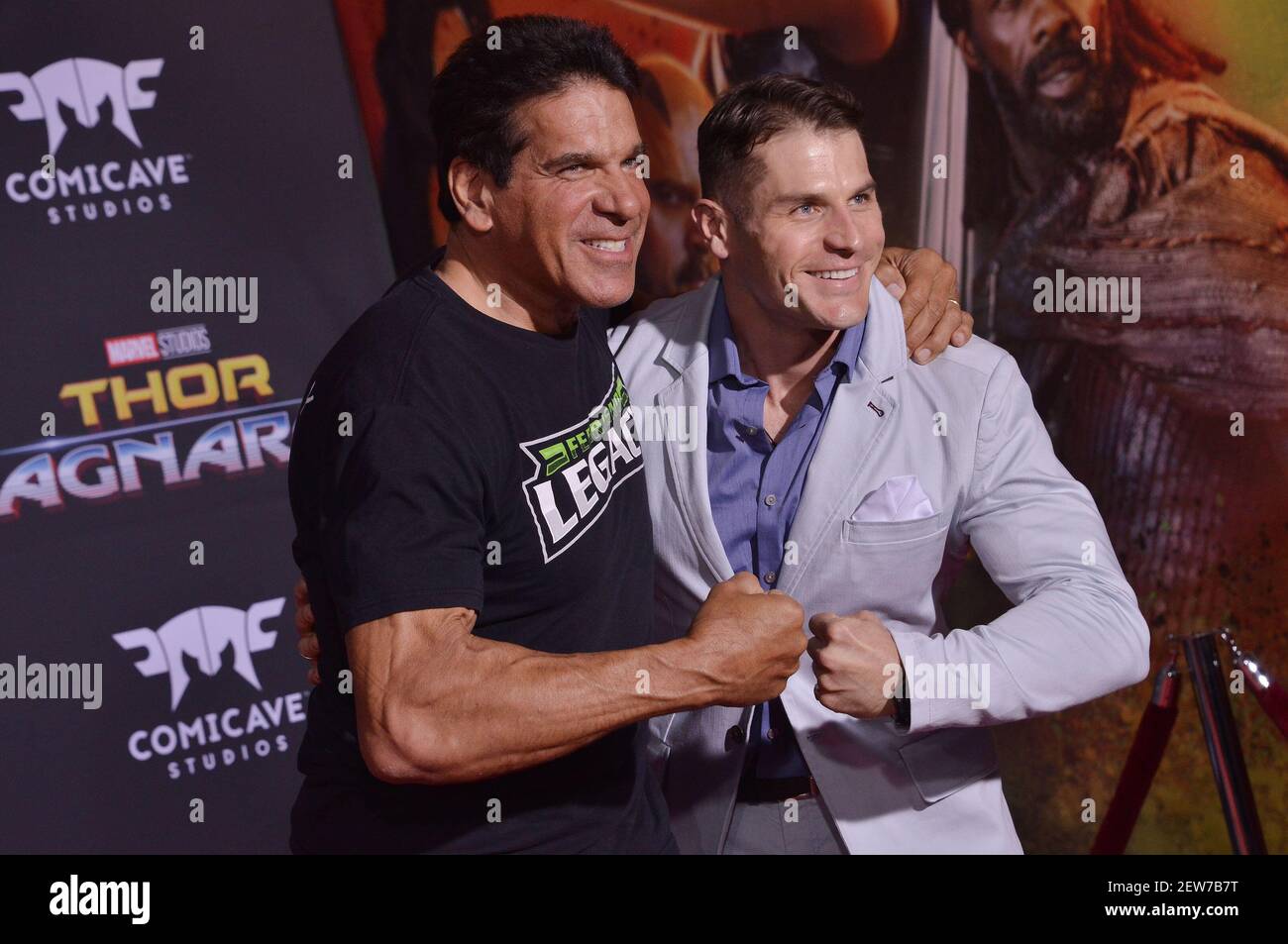 (L-R) Lou Ferrigno and Louis Ferrigno Jr arrives at Marvel Studios ...
