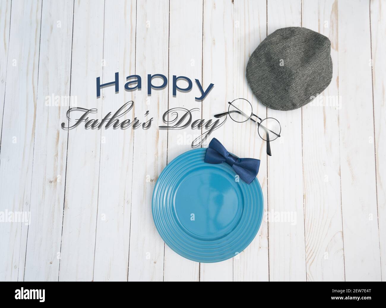 Happy father`s day calligraphy greeting card with glasses, Bow tie and ...