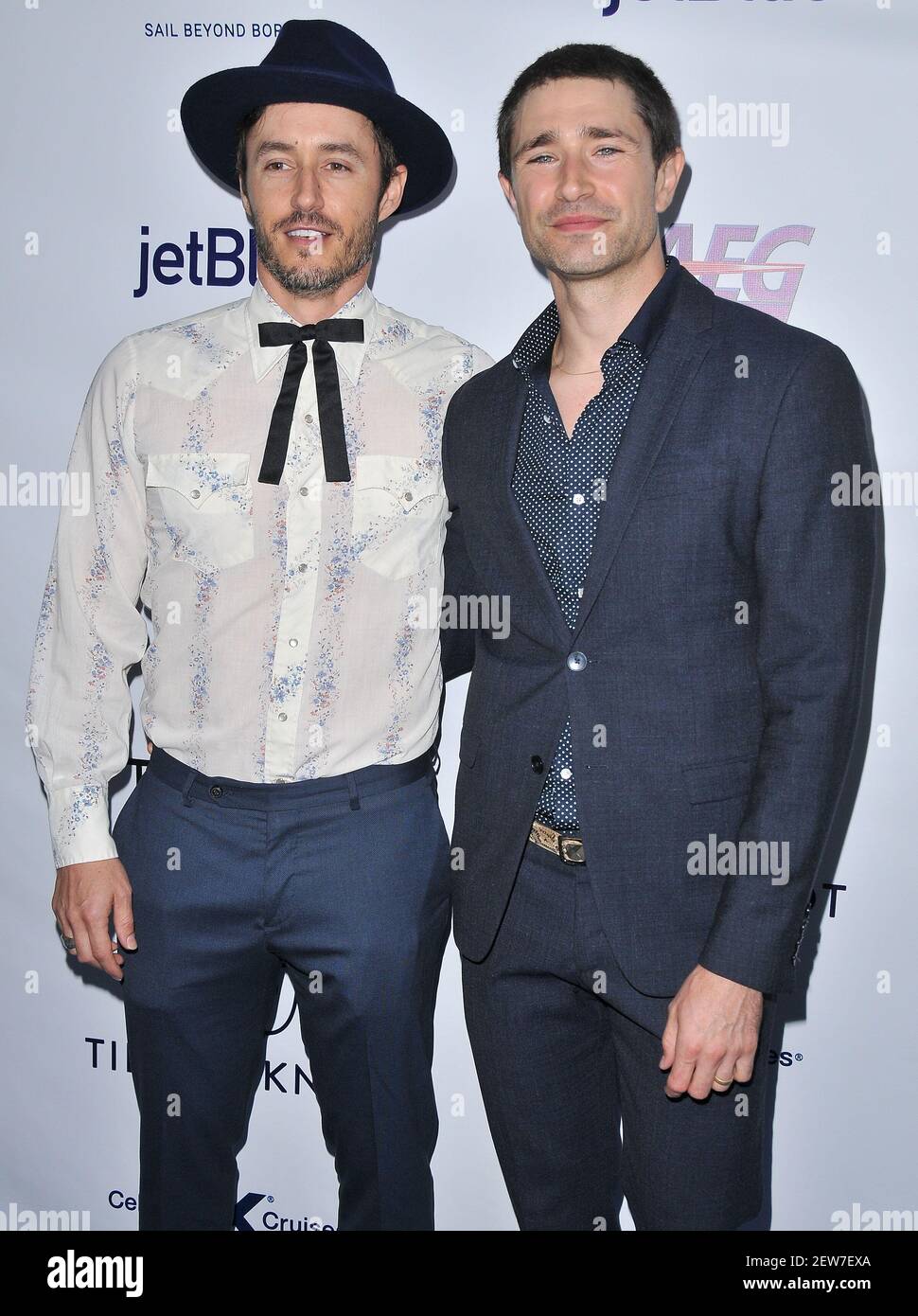 L-R) Blue Hamilton and Matt Dallas arrives at Jessie Tyler Ferguson's 'Tie  The Knot' 5 Year Anniversary celebration held at NeueHouse Hollywood in Los  Angeles, CA on Thursday, October 12, 2017. (Photo