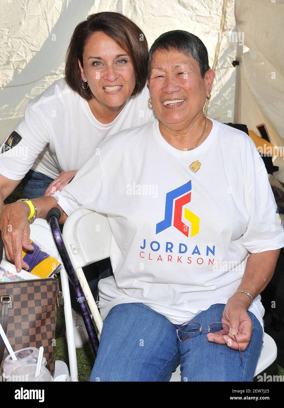 L-R) Jordan Clarkson of the LA Lakers Mother Annette Davis and Grandmother  at the 26th Festival of Philippine Arts and Culture (FPAC26) held at Echo  Park Lake in Los Angeles, CA on