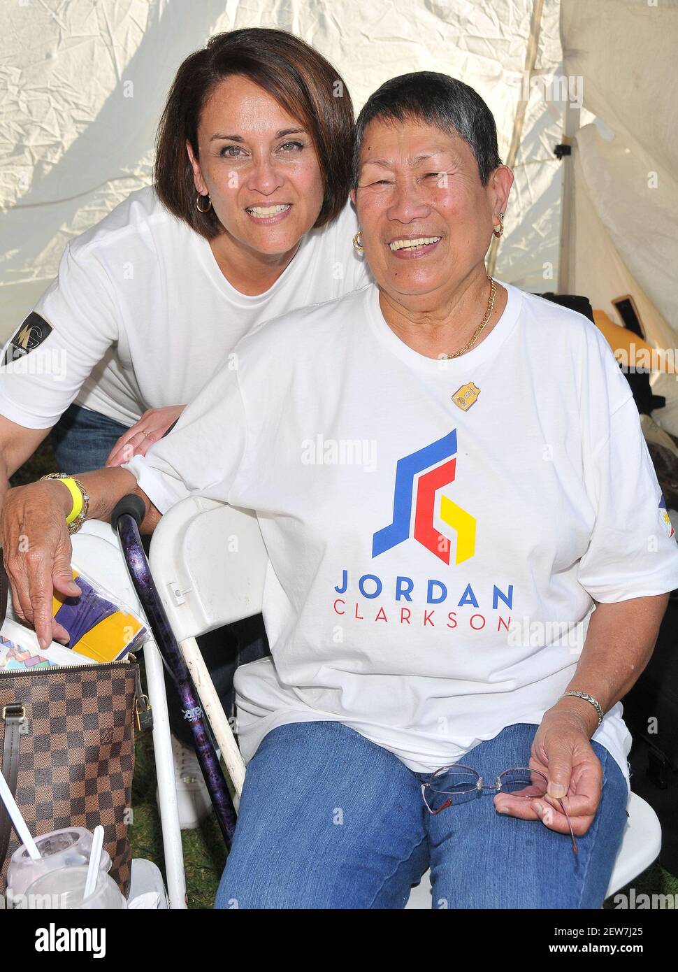 (L-R) Jordan Clarkson of the LA Lakers Mother Annette Davis and Grandmother at the 26th Festival