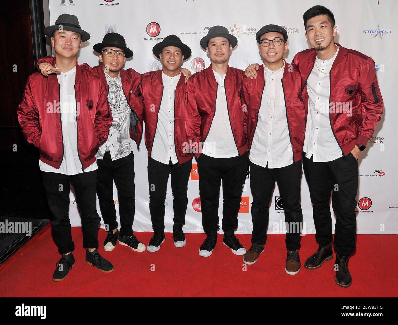 L-R) Kinjaz - Mike Song, Ben Chung, Bam Martin, Tony Tran, Charles Nguyen  and Anthony Lee at the 7th Annual World Choreography Awards held at The  Saban Theater in Beverly Hills, CA