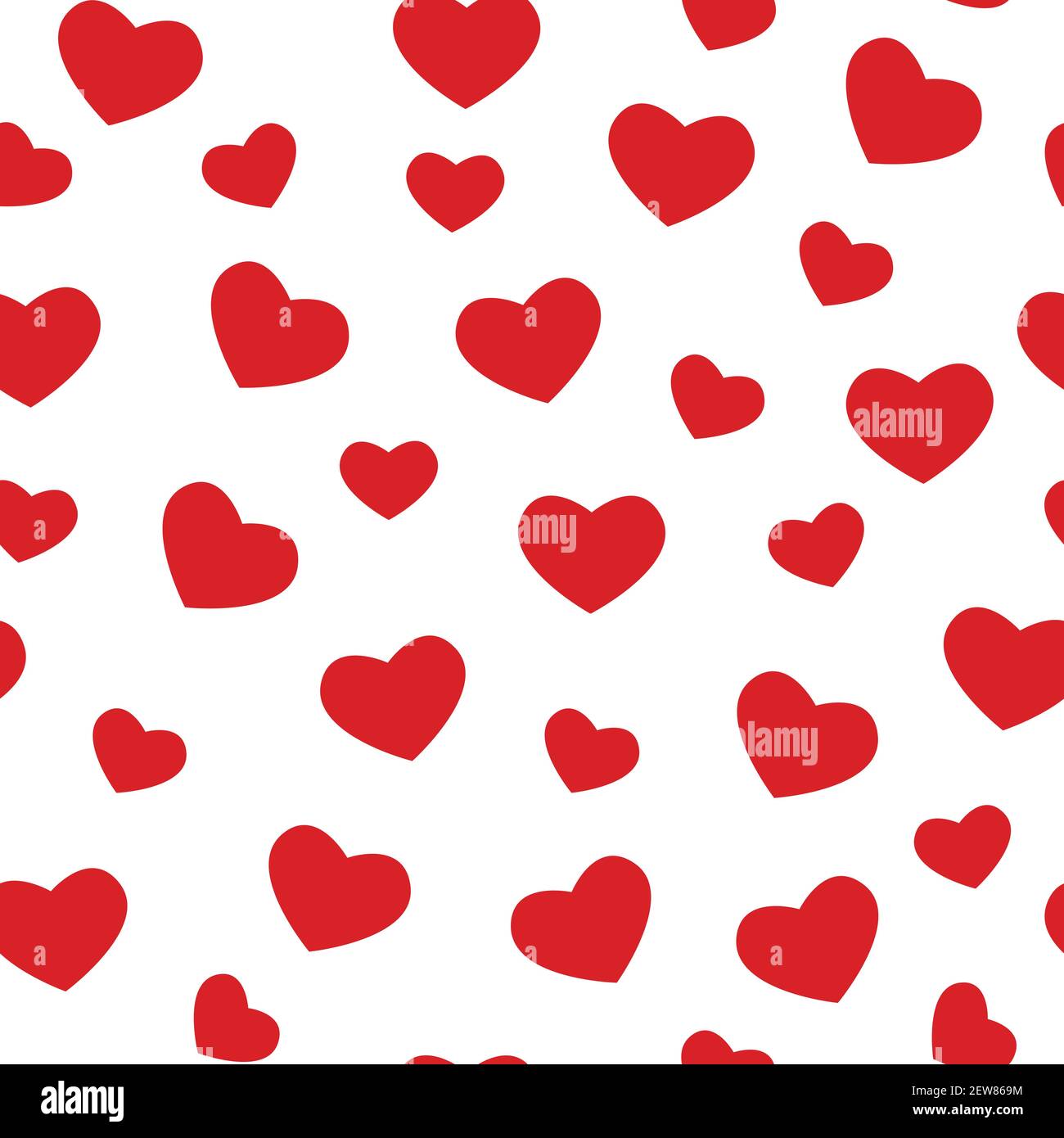 Seamless pattern with red hearts on white background. vector flat ...
