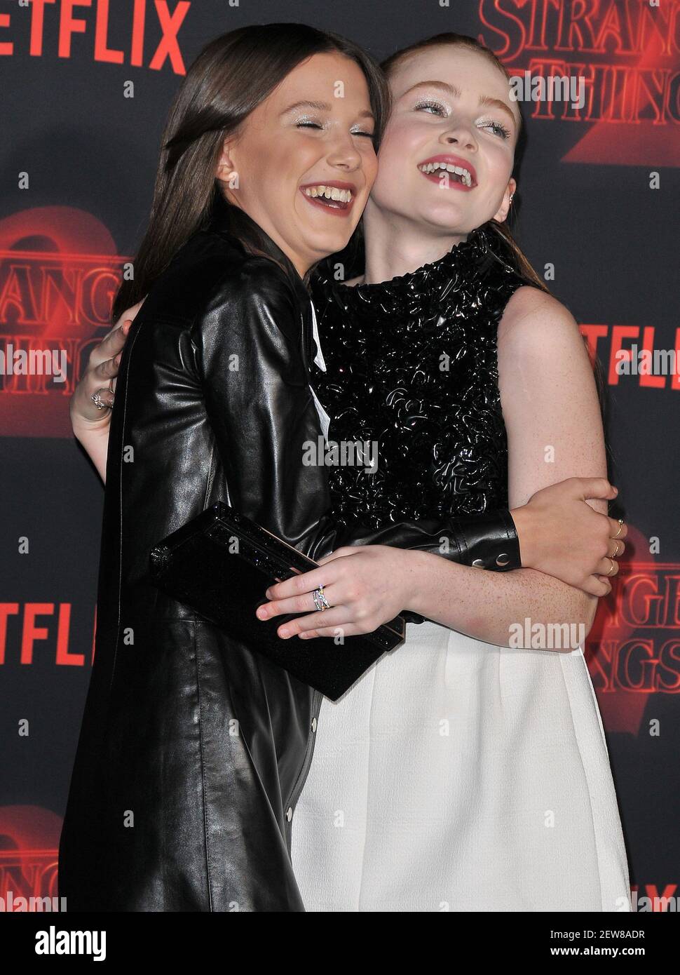 L R Milly Bobbie Brown And Sadie Sink At Netflix S Stranger Things 2 Premiere Held At