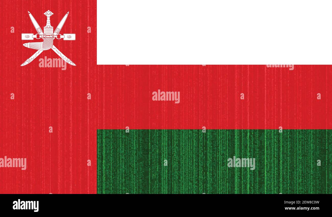 Oman flag with waving grunge texture. Vector background. Stock Vector